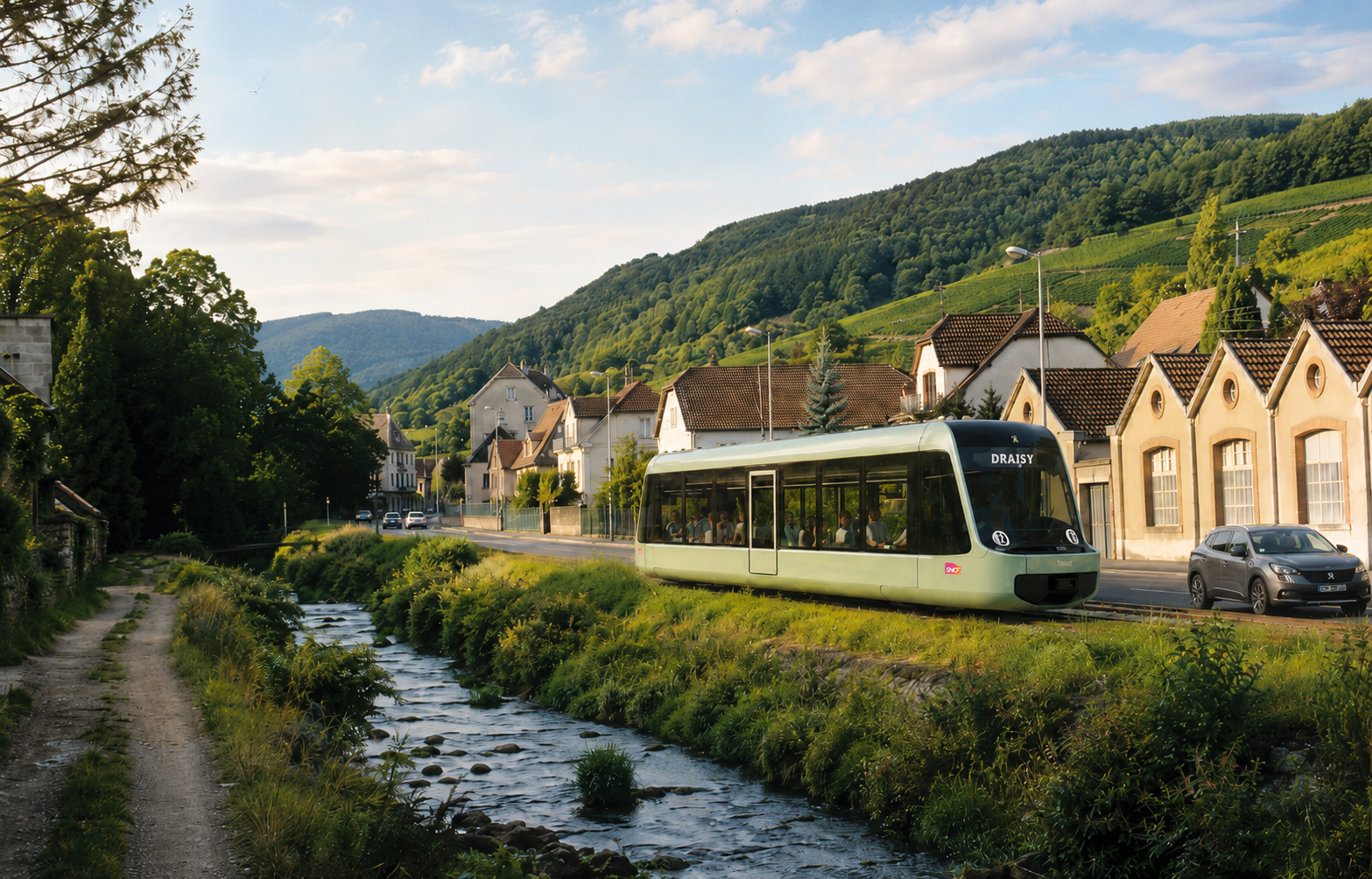 Simulation avec un train léger Draisy sur la voie ferrée de Guebwiller